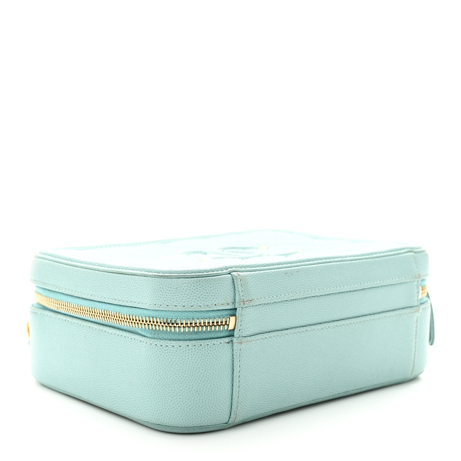Chanel Caviar Quilted Medium CC Filigree Vanity Case Light Blue 4 of 14