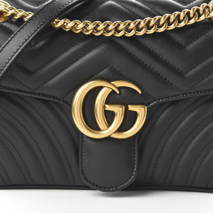 Gucci Calfskin Matelasse Small GG Marmont Shoulder Bag Black 10 of 10