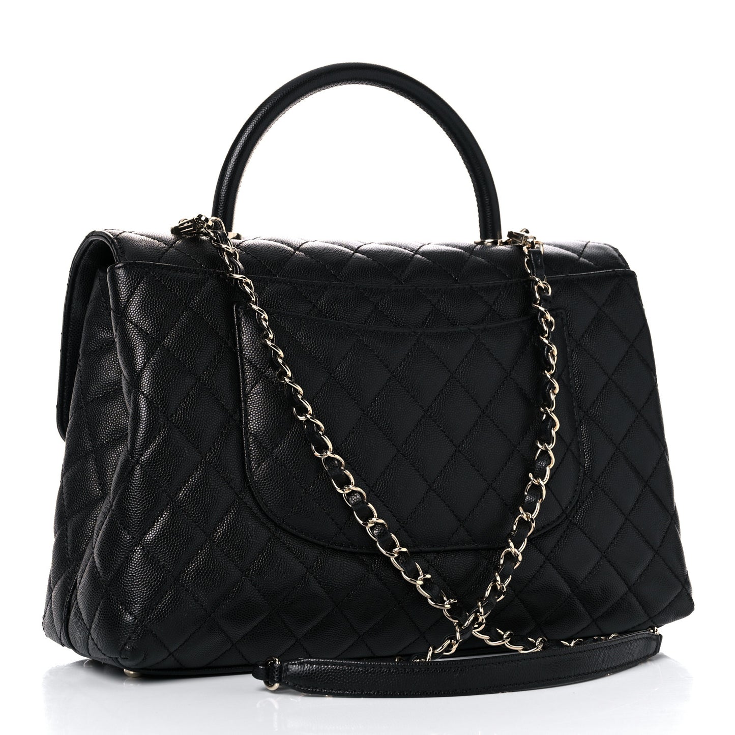 Caviar Quilted Medium Coco Handle Flap Black