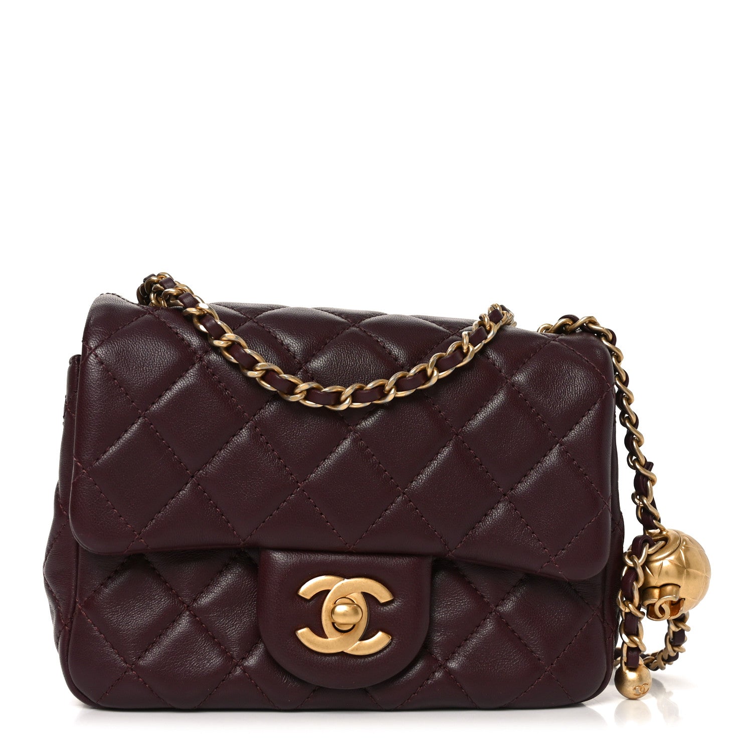 Chanel Lambskin Quilted Mini Pearl Crush Flap Burgundy 1 of 11