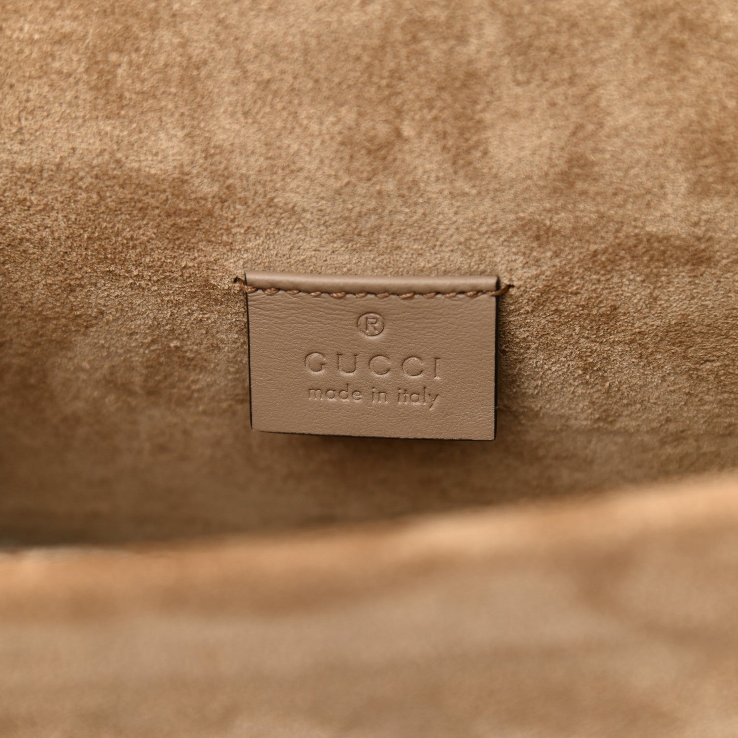 Gucci GG Supreme Monogram Suede Crystal Small Dionysus Shoulder Bag Beige Ebony Taupe 6 of 9