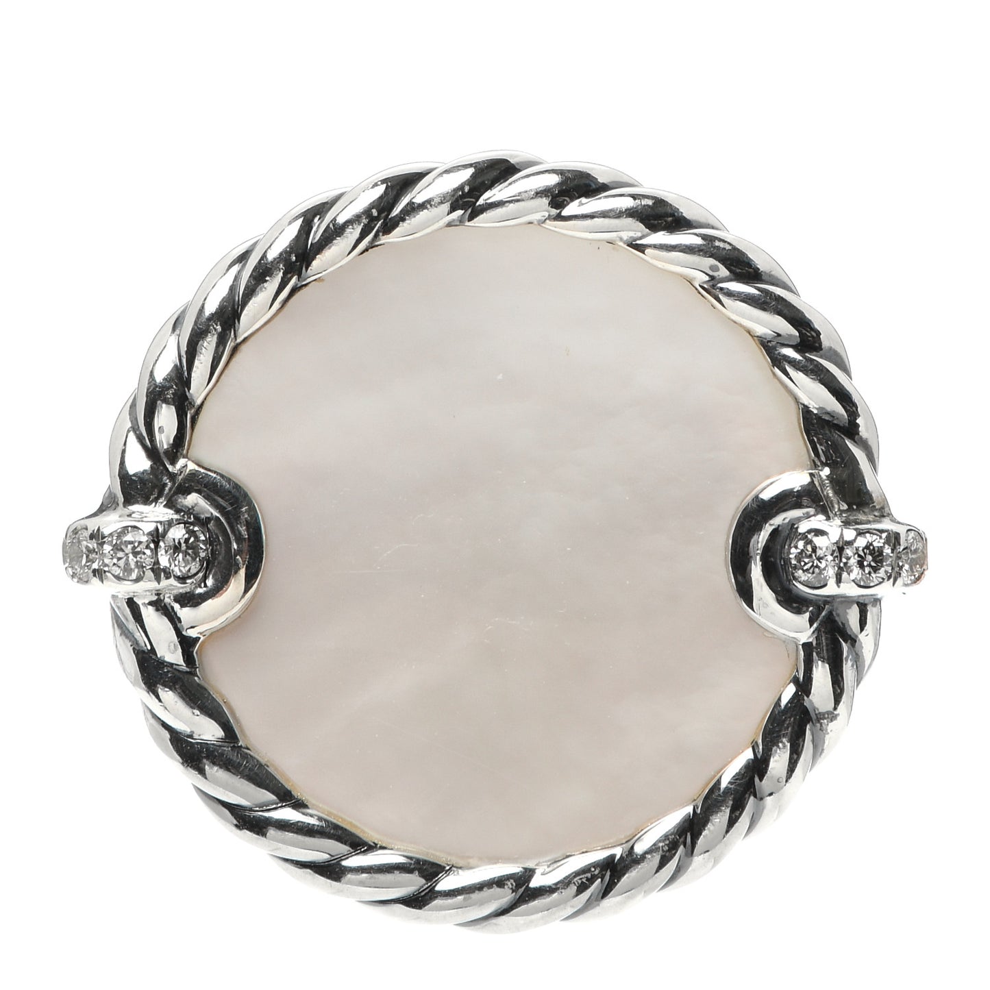 Sterling Silver Mother Of Pearl Diamond Elements Ring 52 6