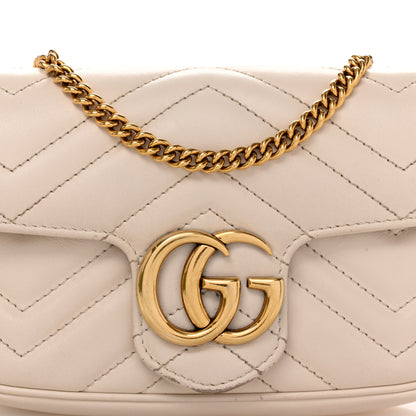 Gucci Calfskin Matelasse Super Mini GG Marmont Shoulder Bag White 8 of 14
