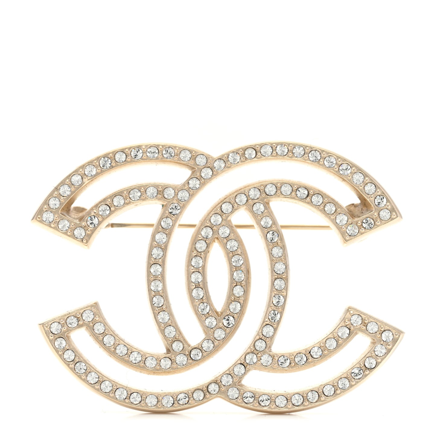 Crystal CC Brooch Light Gold