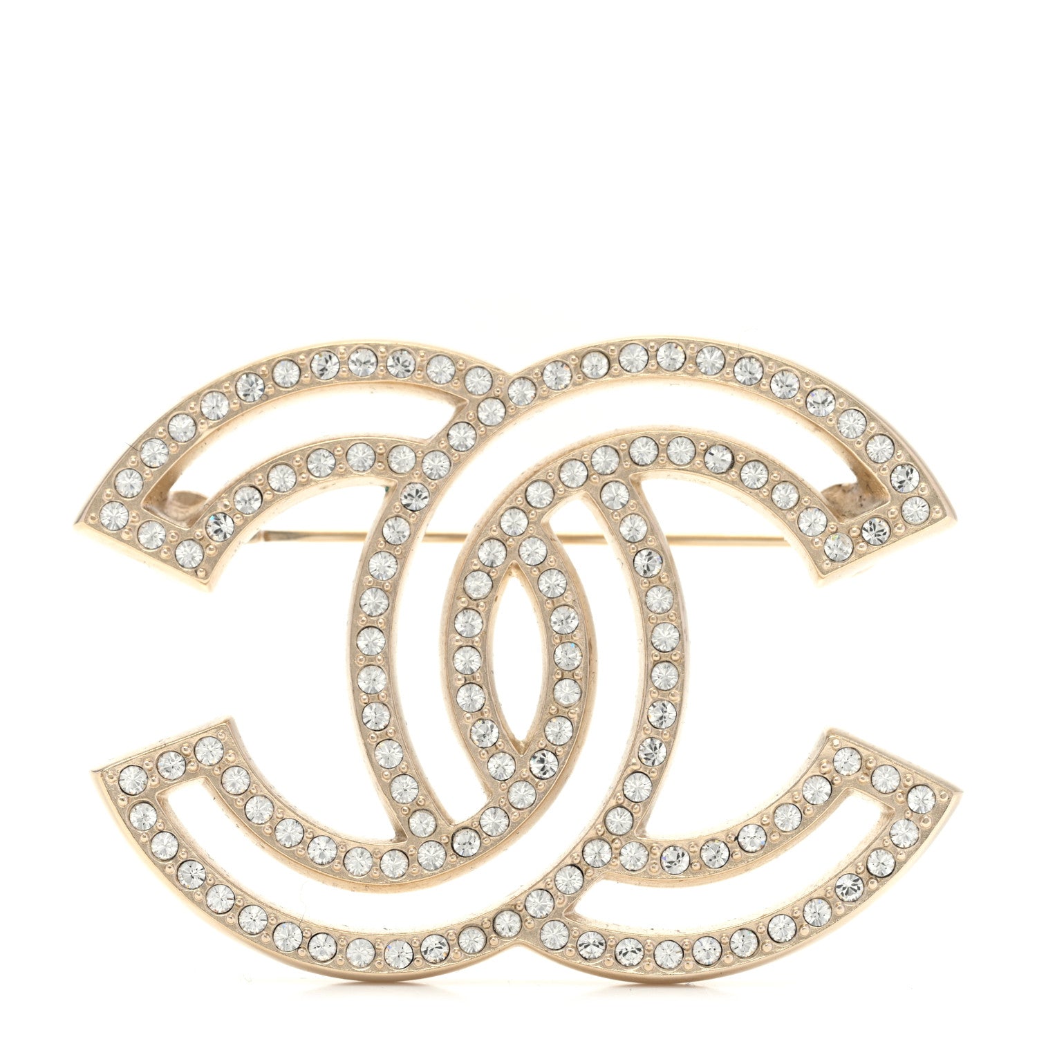 Chanel Crystal CC Brooch Light Gold 1 of 5