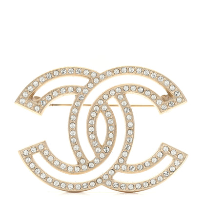 Chanel Crystal CC Brooch Light Gold 1 of 5