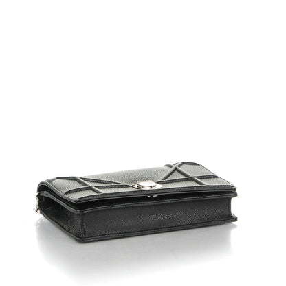 Christian Dior Grained Calfskin Diorama Wallet on Chain Pouch Black 4 of 8