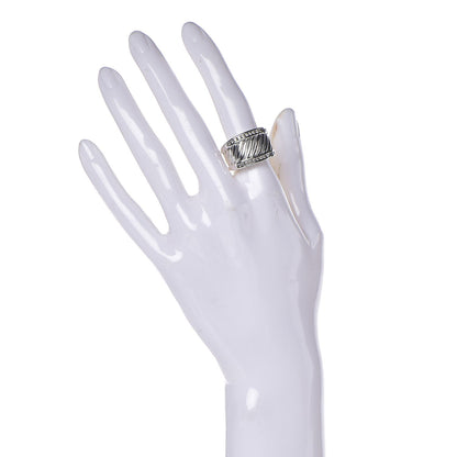 David Yurman Sterling Silver Pave Diamond Cable Cigar Band Ring 51 5.75 2 of 6