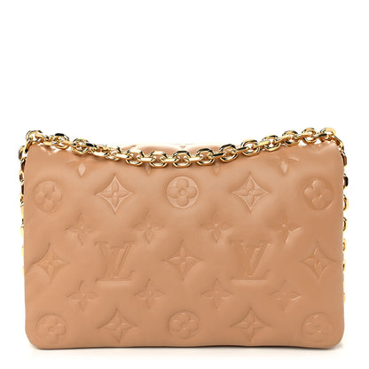 Louis Vuitton Lambskin Embossed Monogram Pochette Coussin Camel 1 of 10