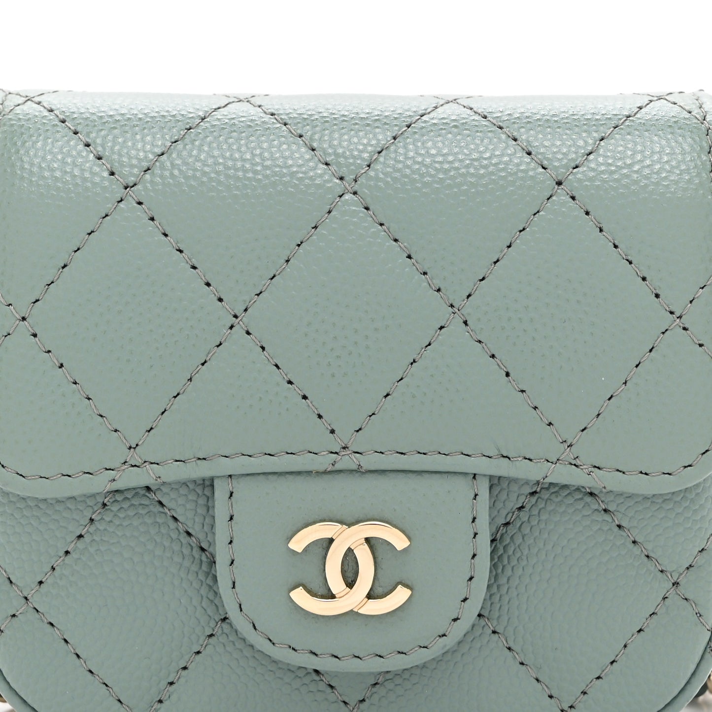 Caviar Quilted Mini Clutch With Chain Green