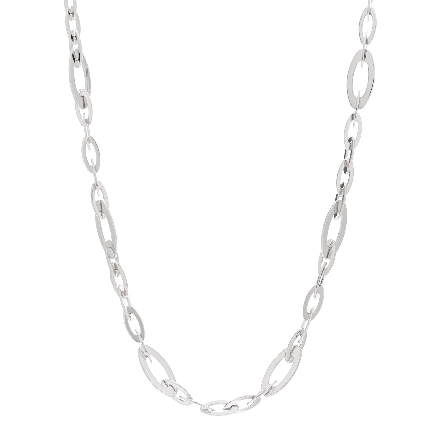 Roberto Coin 18K White Gold Blue Sapphire Chic and Shine Oval Link Necklace 1 of 4