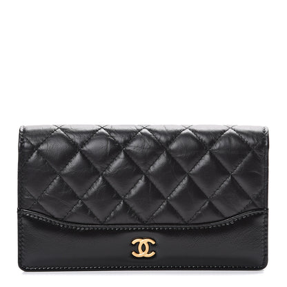 Chanel Aged Calfskin Quilted Gabrielle Yen Wallet Black 1 of 8
