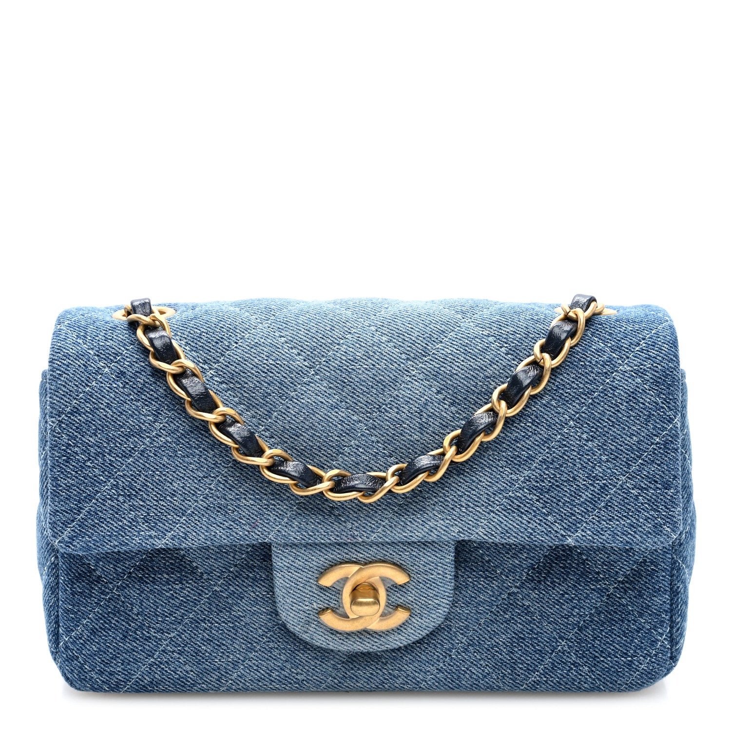 Chanel Washed Denim Quilted Mini Rectangular Flap Blue 1 of 9