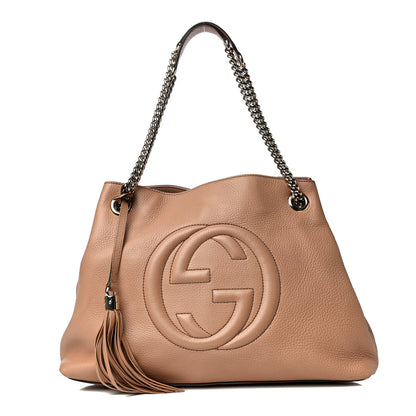 Gucci Pebbled Calfskin Medium Soho Chain Shoulder Bag Rose Beige 1 of 10