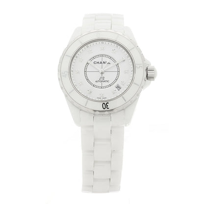 Chanel Stainless Steel Ceramic Diamond 38mm J12 Automatic Watch White 1 of 5