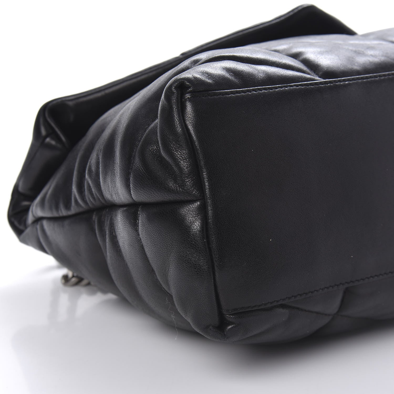 Saint Laurent Lambskin Quilted Medium Loulou Puffer Monogram Chain Satchel Black 6 of 9