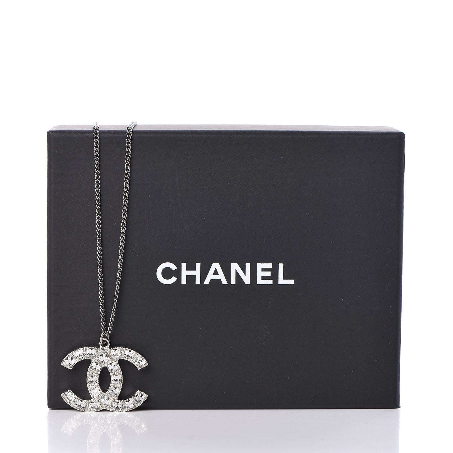 Baguette Crystal CC Necklace Silver
