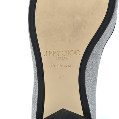 Jimmy Choo Dusty Glitter Ballet Flats 37 Silver 7 of 17
