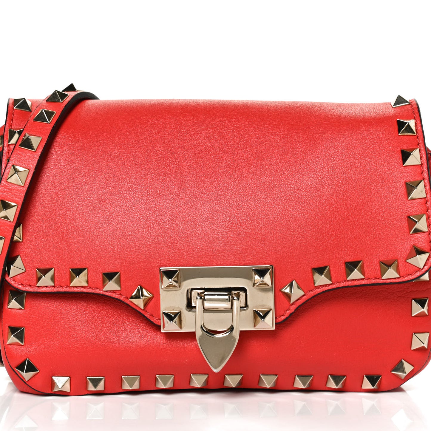 Vitello Mini Rockstud Flap Saddle Crossbody Bag Deep Orange