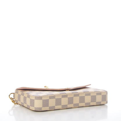Louis Vuitton Damier Azur Pochette Felicie Chain Wallet Rose Ballerine 4 of 10