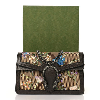 Gucci Monogram Jumbo GG Textured Dollar Calfskin Embroidered Super Mini Dionysus Shoulder Bag Camel Ebony New Acero Multicolor 8 of 8