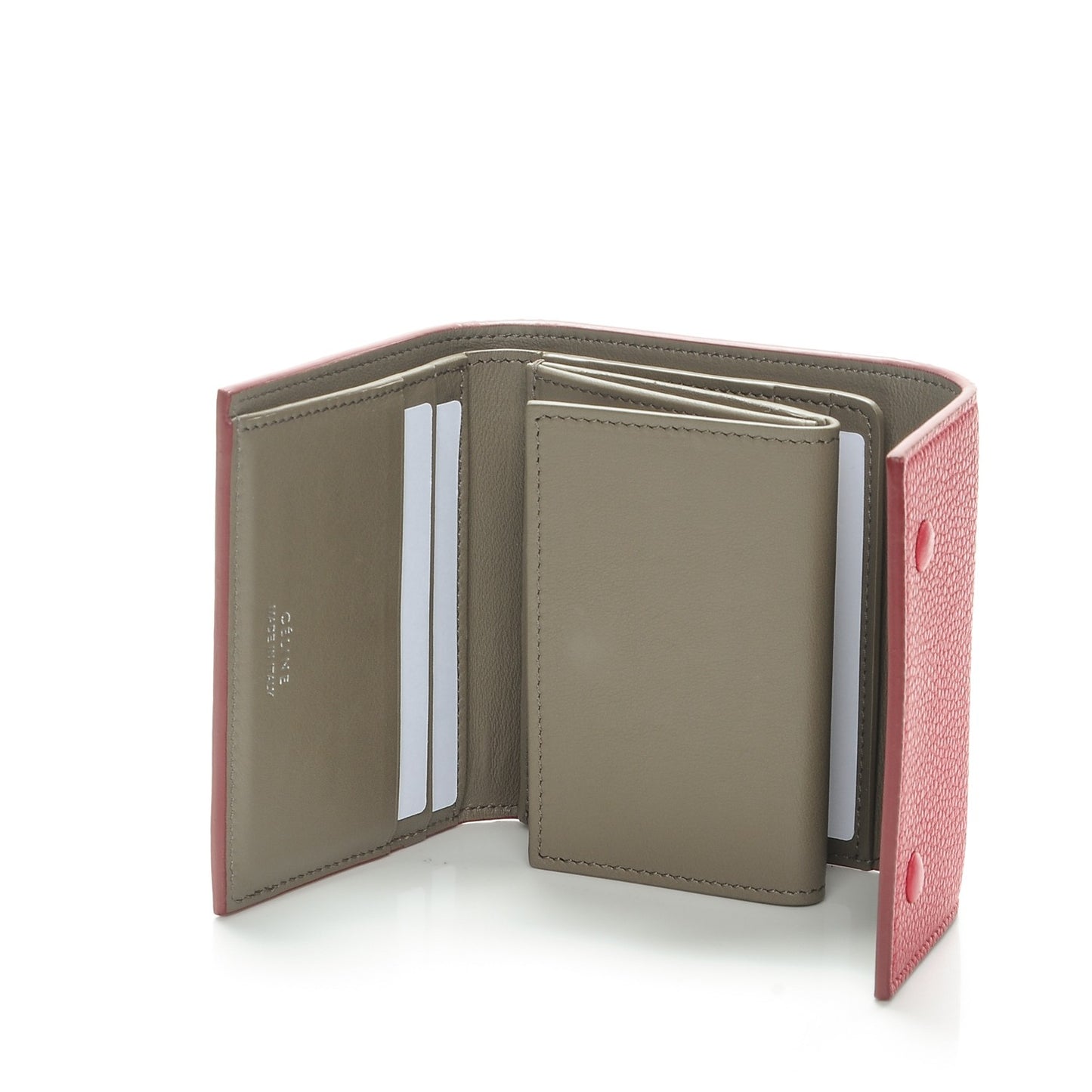 Drummed Calfskin Small Multifunction Folded Wallet Dark Pink