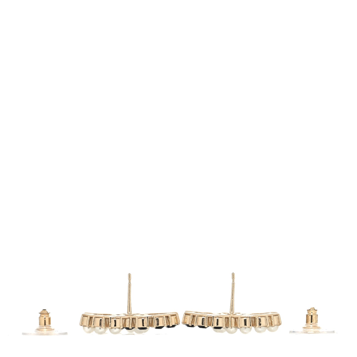 Crystal Pearl CC Dazzling Domino Earrings Gold Black