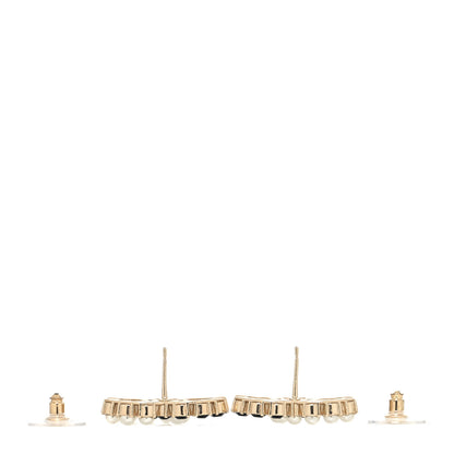 Chanel Crystal Pearl CC Dazzling Domino Earrings Gold Black 3 of 4