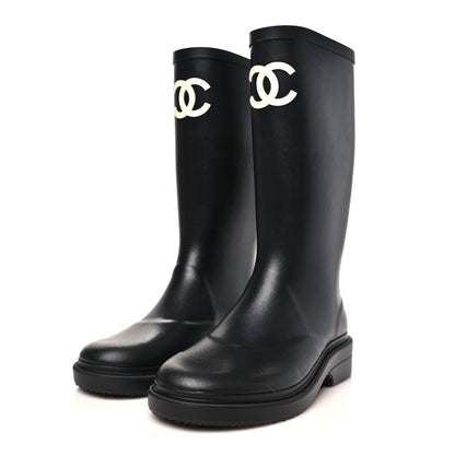 Chanel Caoutchouk CC High Boots 37 Black 4 of 9