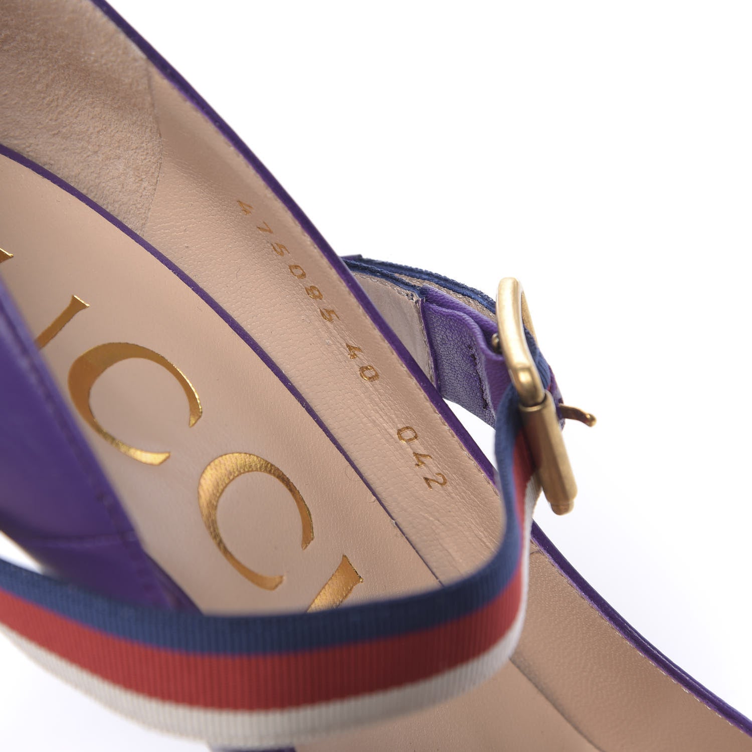 Gucci Malaga Kid Sylvie High Heel Pumps 40 Shine Purple 8 of 9