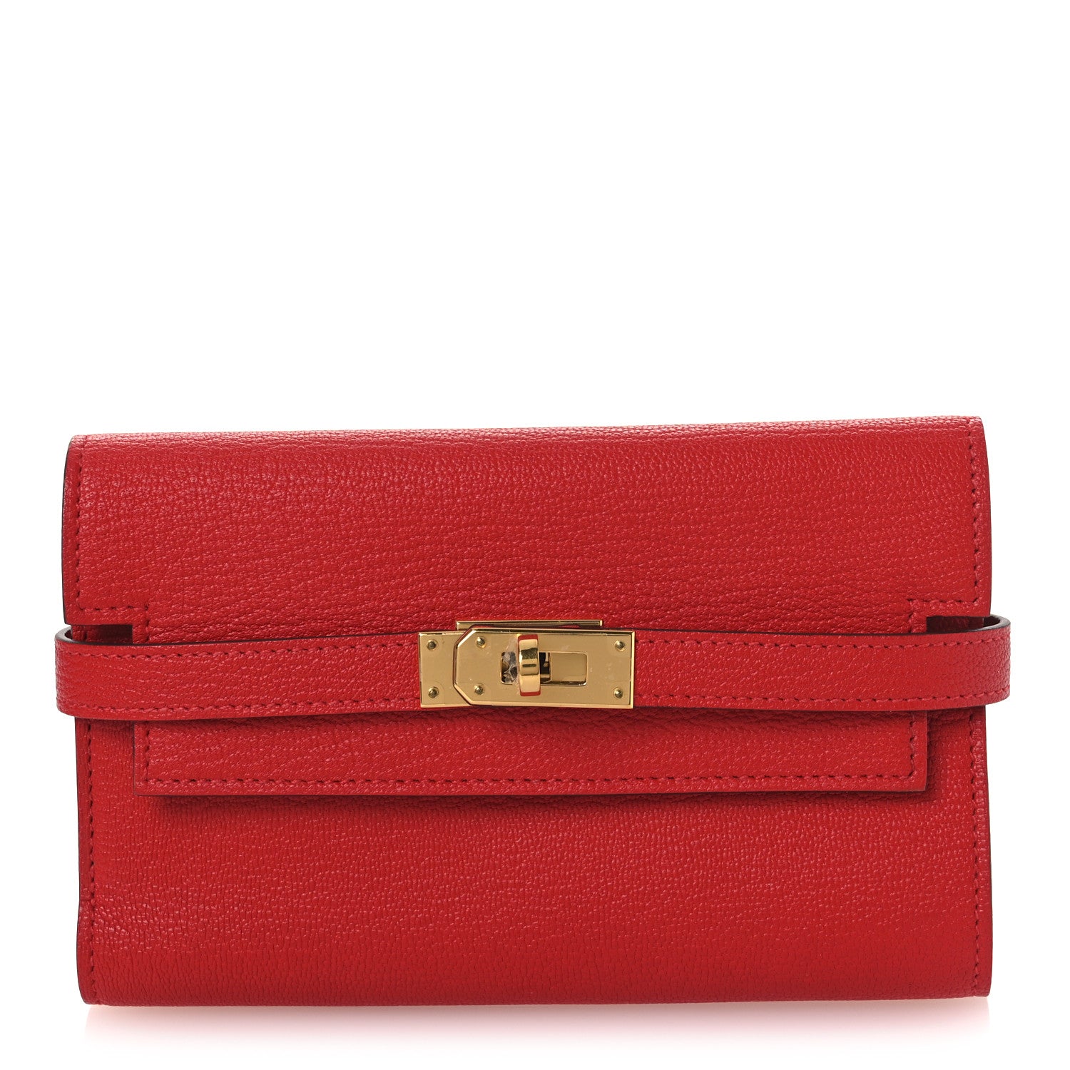 Hermes Chevre Mysore Medium Kelly Wallet Rouge De Coeur 1 of 8