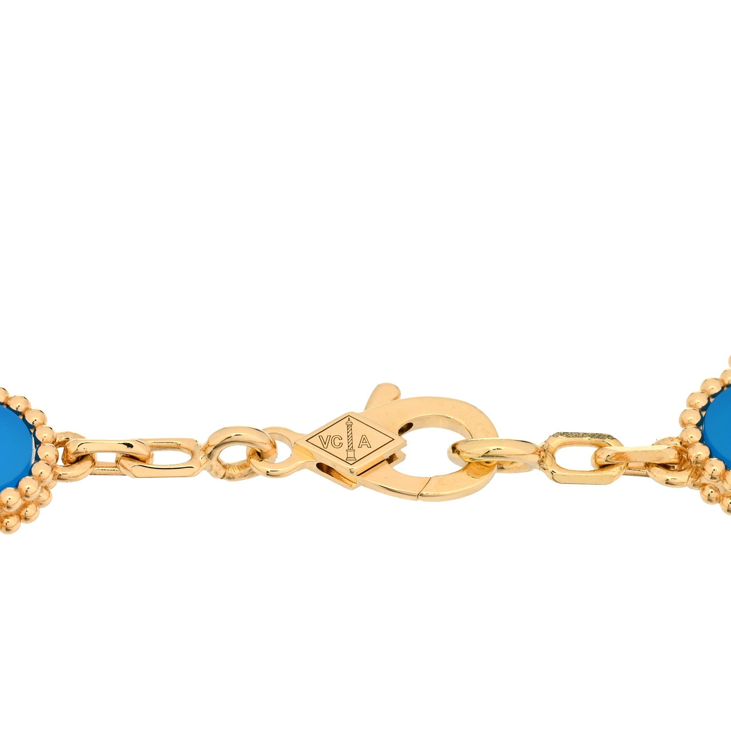 Van Cleef & Arpels 18K Yellow Gold Blue Agate 5 Motifs Vintage Alhambra Bracelet 3 of 5