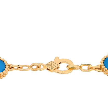 Van Cleef & Arpels 18K Yellow Gold Blue Agate 5 Motifs Vintage Alhambra Bracelet 3 of 5