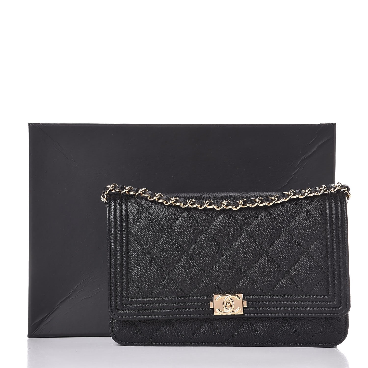 Chanel Caviar Quilted Boy Wallet On Chain WOC Black 9 of 9