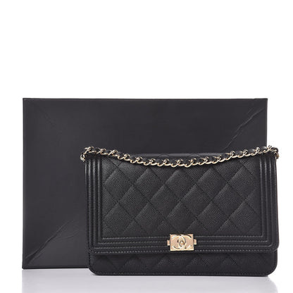 Chanel Caviar Quilted Boy Wallet On Chain WOC Black 9 of 9