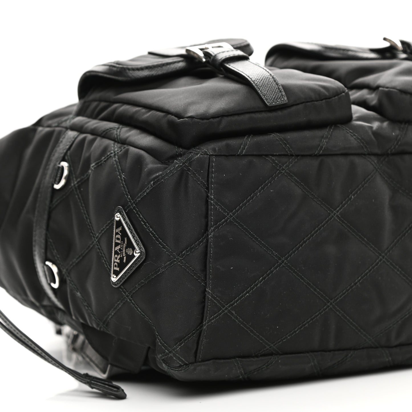 Tessuto Nylon Saffiano Vela Quilted Backpack Black