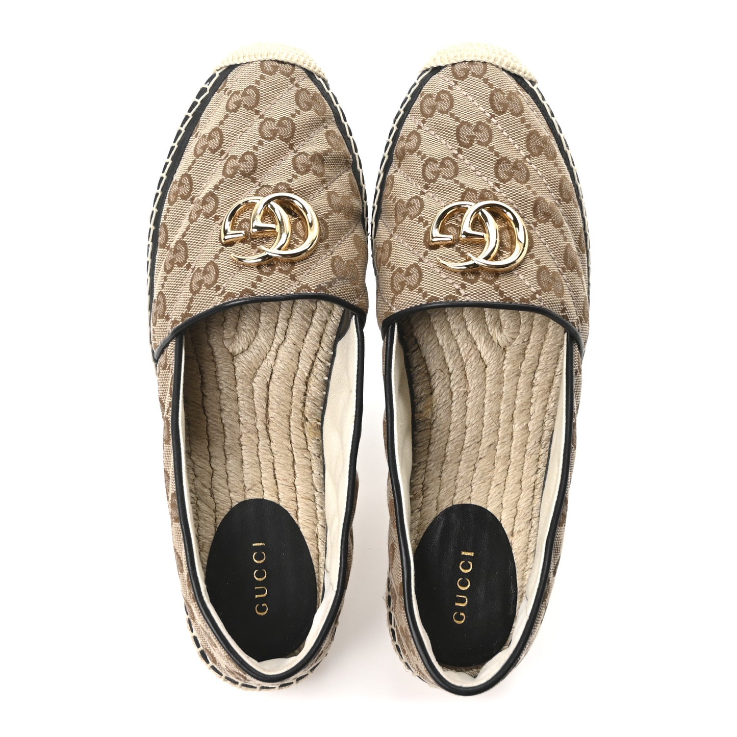 Monogram Matelasse Diagonal GG Marmont Espadrilles 39 Beige Ebony Black