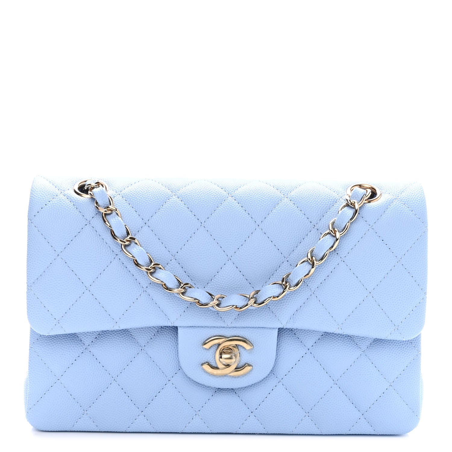 Chanel Caviar Quilted Small Double Flap Light Blue 1 of 10