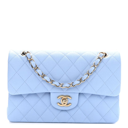 Chanel Caviar Quilted Small Double Flap Light Blue 1 of 10