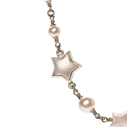 Chanel Metal Resin Pearl Star CC Necklace Gold 4 of 6