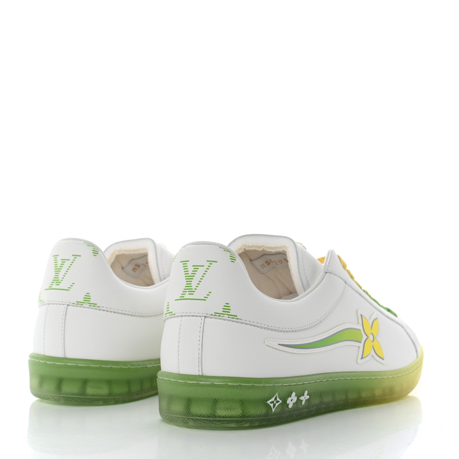 Louis Vuitton Calfskin Mens Luxembourg Samothrace Sneakers 7 White Yellow Green 4 of 8