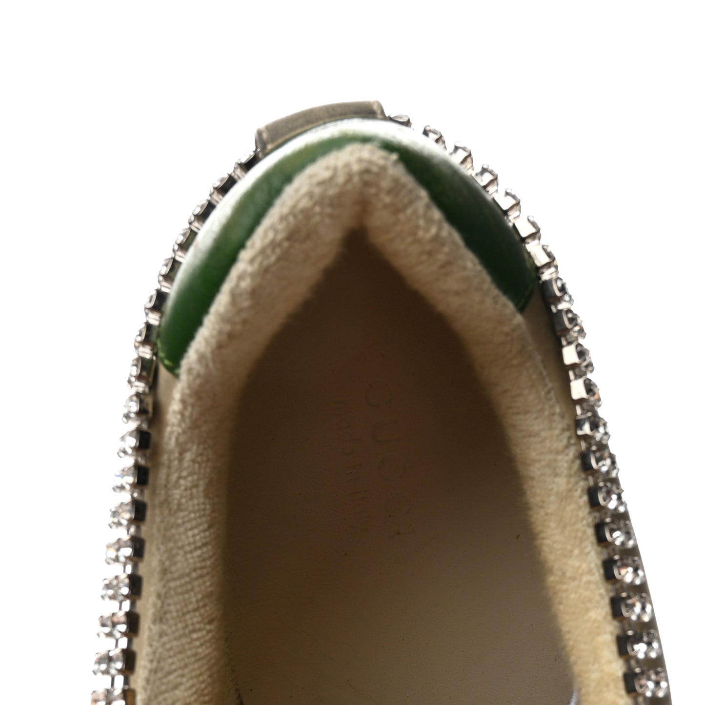 Nubuck Calfskin Web Removable Crystals Womens Screener Sneakers 38 Dusty Milk New Mystic White