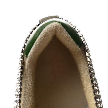 Gucci Nubuck Calfskin Web Removable Crystals Womens Screener Sneakers 38 Dusty Milk New Mystic White 16 of 20