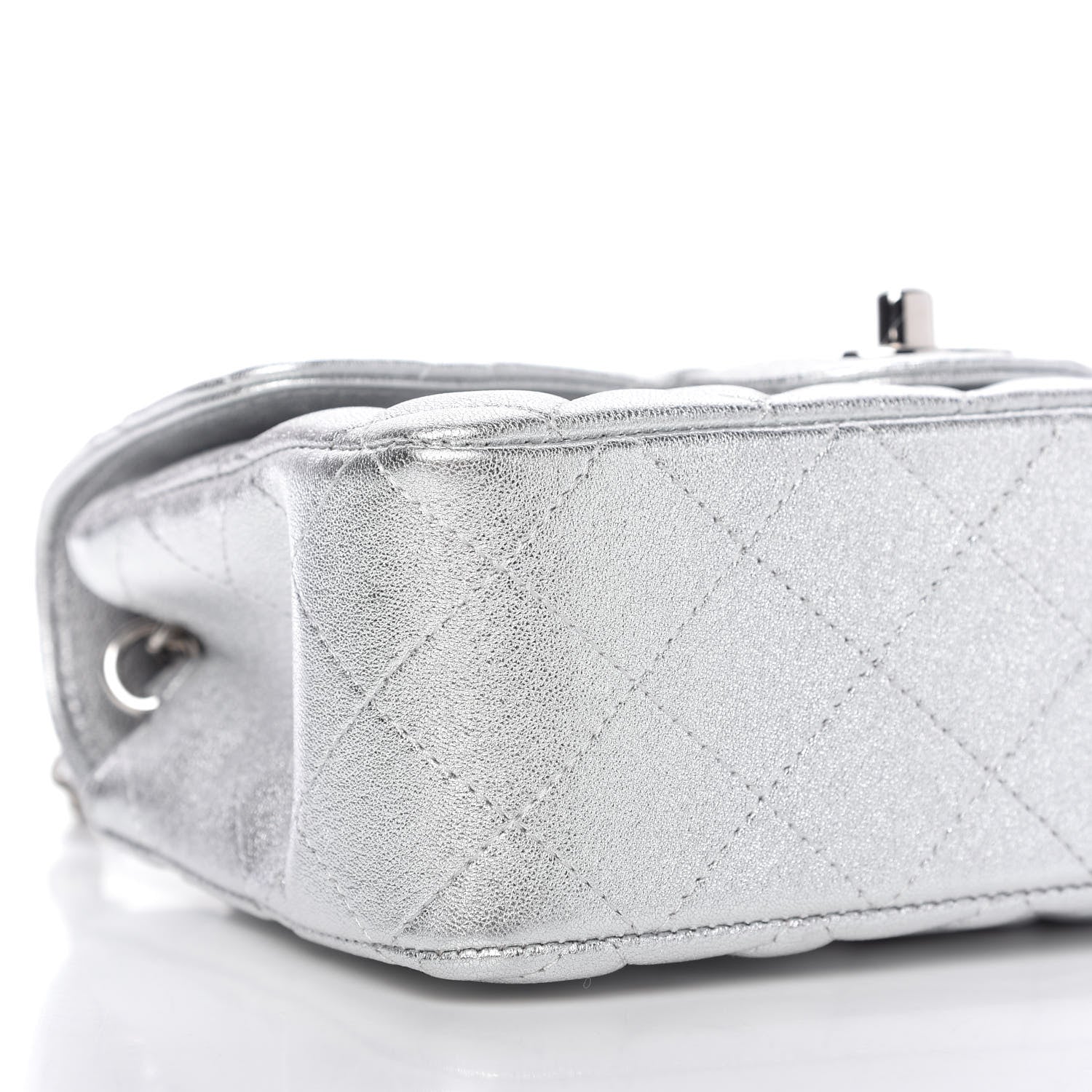 Chanel Metallic Lambskin Quilted Mini Rectangular Flap Silver 6 of 9