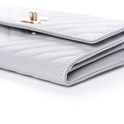 Chanel Lambskin Chevron Quilted Trendy CC Wallet On Chain WOC Grey 9 of 12