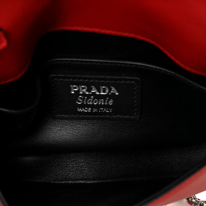 Prada City Calfskin Sidonie Convertible Chain Bag Rosso Black 4 of 7