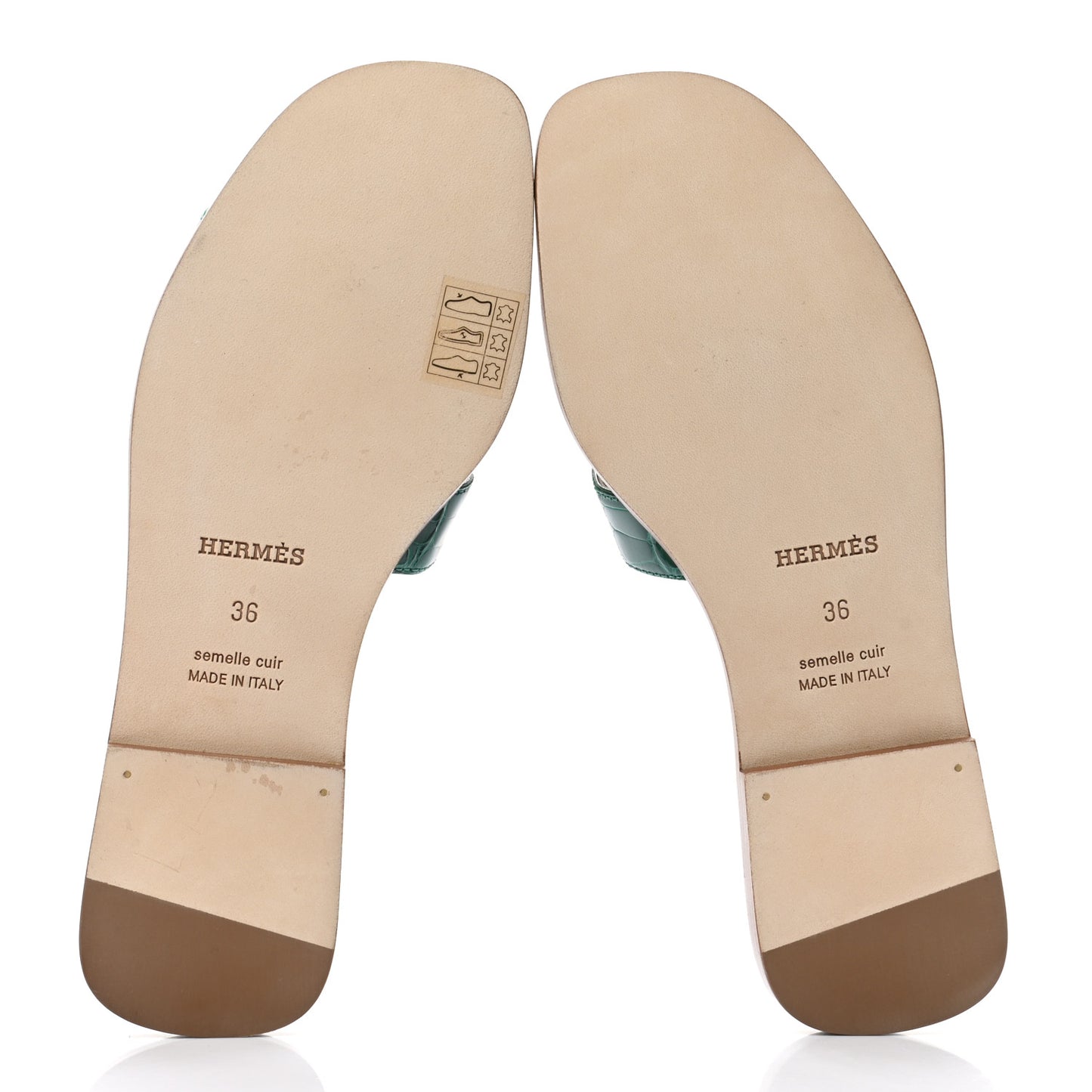Shiny Alligator Oran Sandals 36 Emeraude