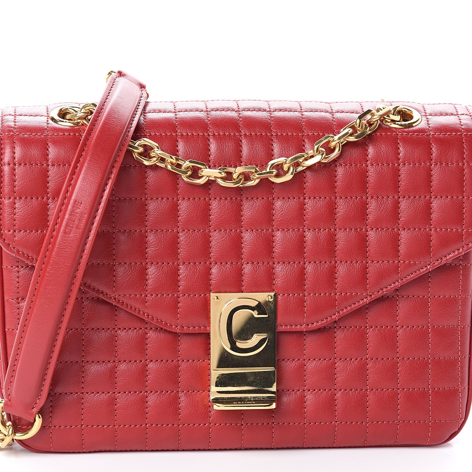Celine Calfskin Quilted Medium C Bag Red 7 of 9