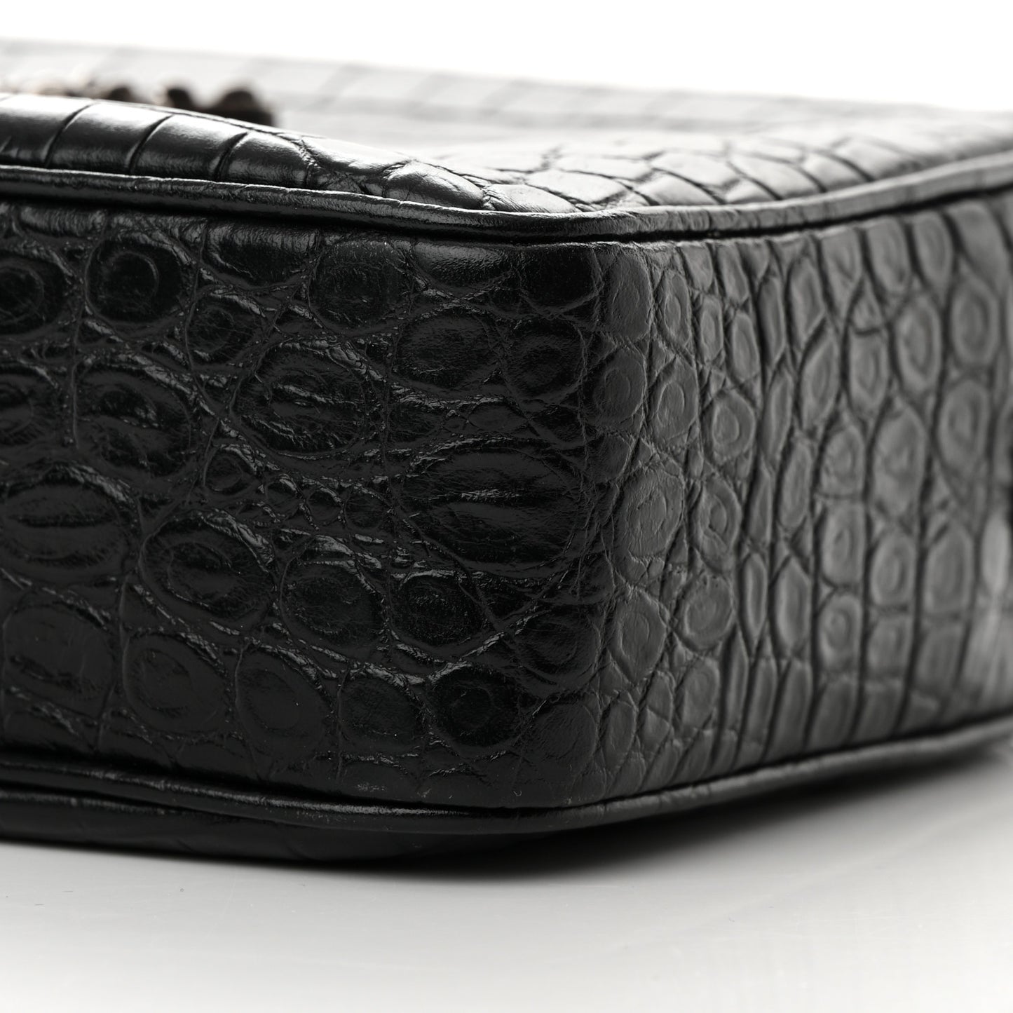 Calfskin Crocodile Embossed Monogram Lou Camera Bag Black