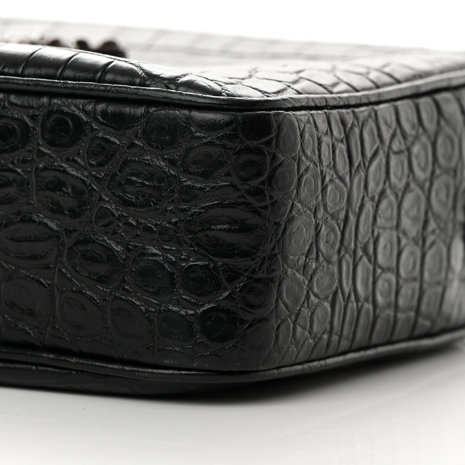 Saint Laurent Calfskin Crocodile Embossed Monogram Lou Camera Bag Black 10 of 11
